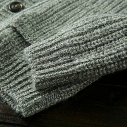 Wool Stand-Collar Knit Cardigan – Thickened Oversized Unisex