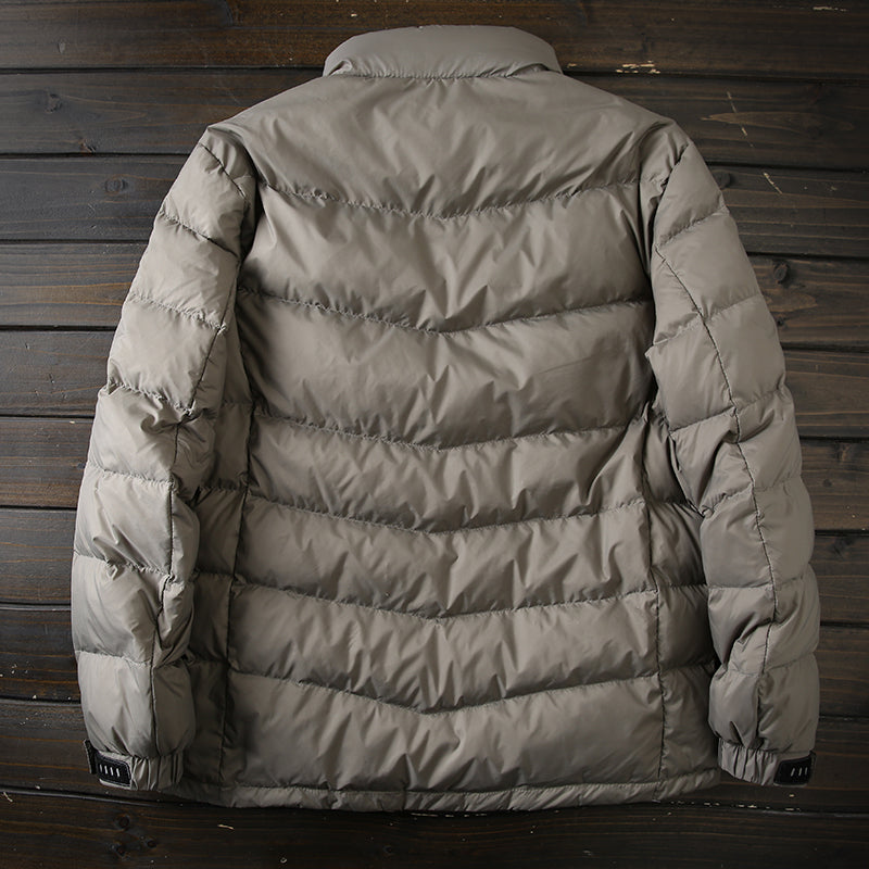 Men's Plus Size Lightweight High-Fluffy Down Jacket - Winter Stand Collar Warm Export Overstock Coat