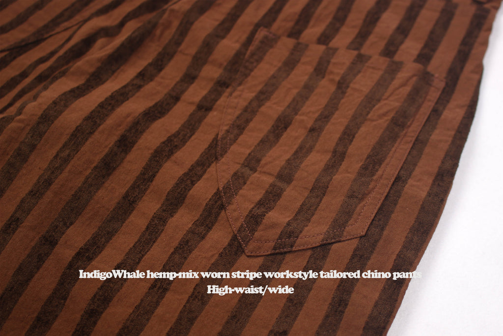 Vintage Flocked Striped Workwear Style Loose Wide-Leg Tapered High-Waist Chino Casual Pants