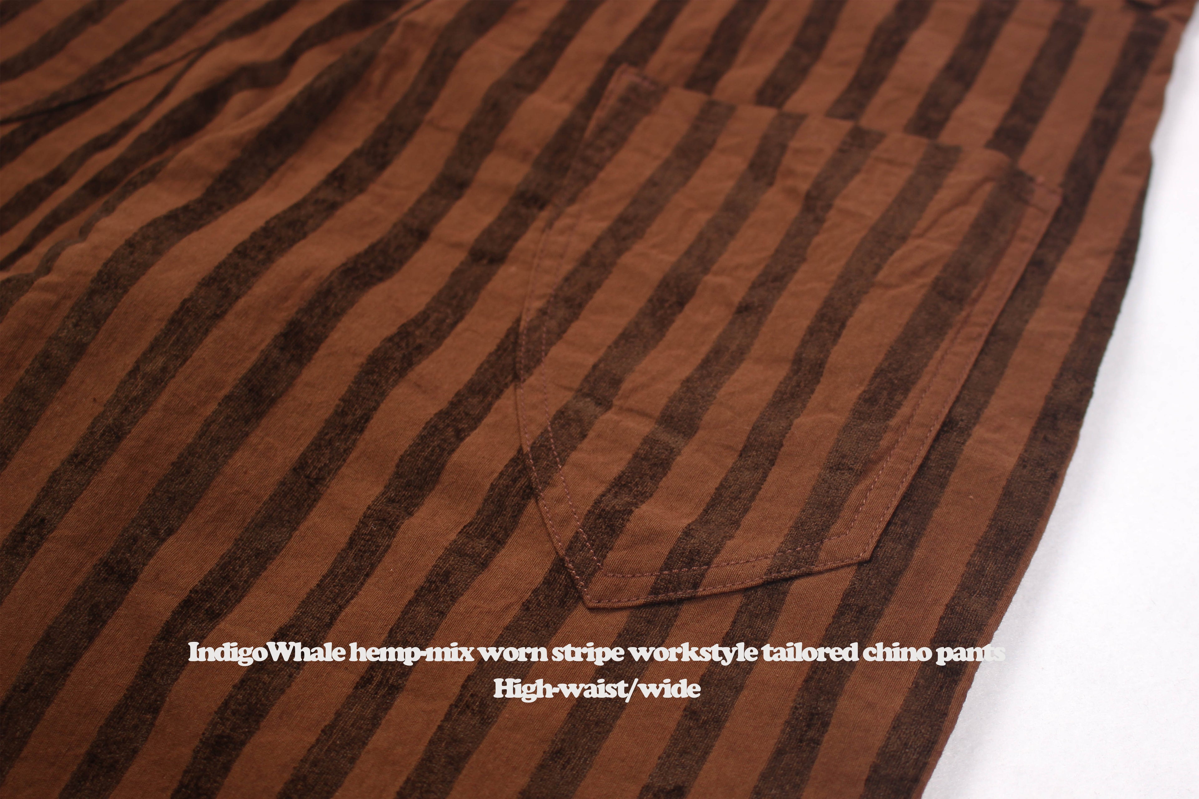 Vintage Flocked Striped Workwear Style Loose Wide-Leg Tapered High-Waist Chino Casual Pants