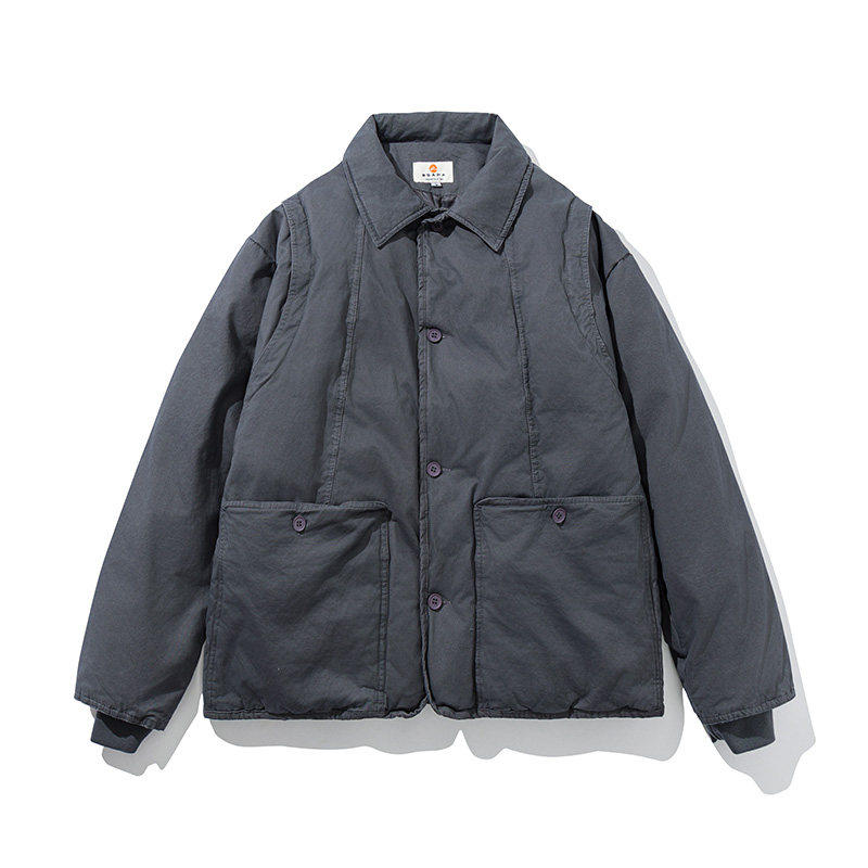 Retro Workwear Cotton Padded Jacket - Turn-Down Collar Winter Coat (Men)