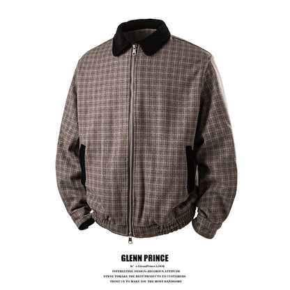GPStudio American-Retro Patchwork Plaid Harrington Jacket – High-End Old-Money Streetwear
