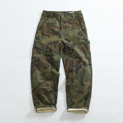 Men's American Retro Logging Work Pants - Loose Straight Washed Cotton Camouflage Casual Pants