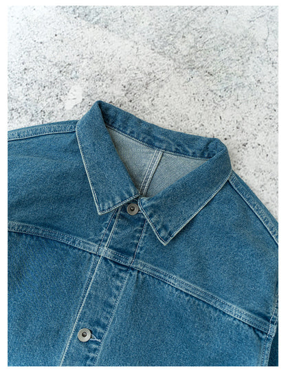 Single Pocket Short Denim Jacket – Loose Unisex Casual Streetwear