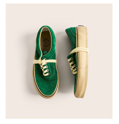 suede low-top canvas shoes Thick-soled vulcanized shoes Retro Japanese trendy men's and women's crestboard shoes 2025