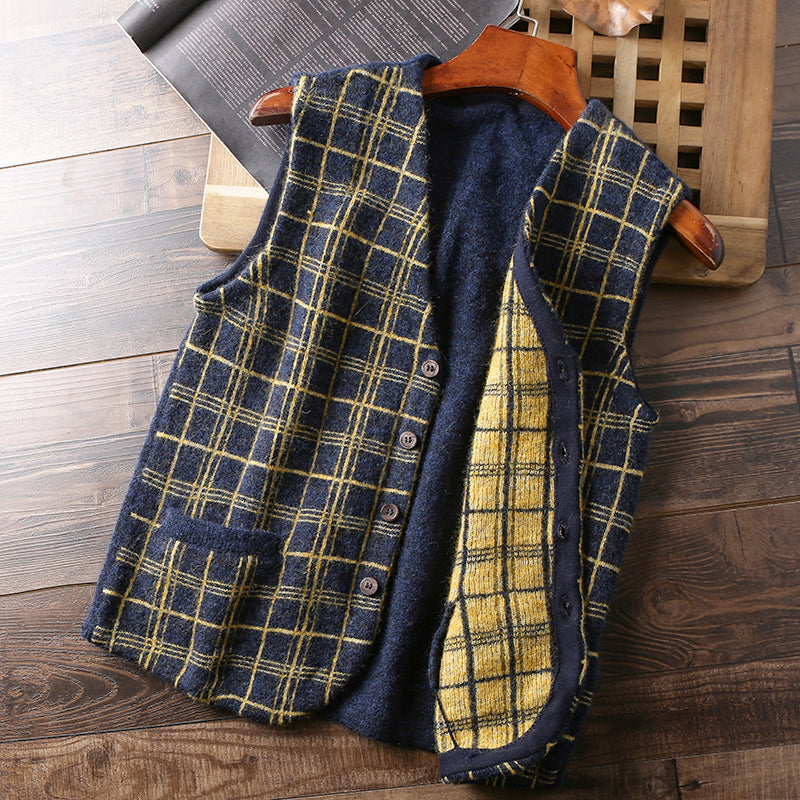 Heavy goods Italian order! Mohair + wool autumn and winter men's knitted cardigan sweater vest