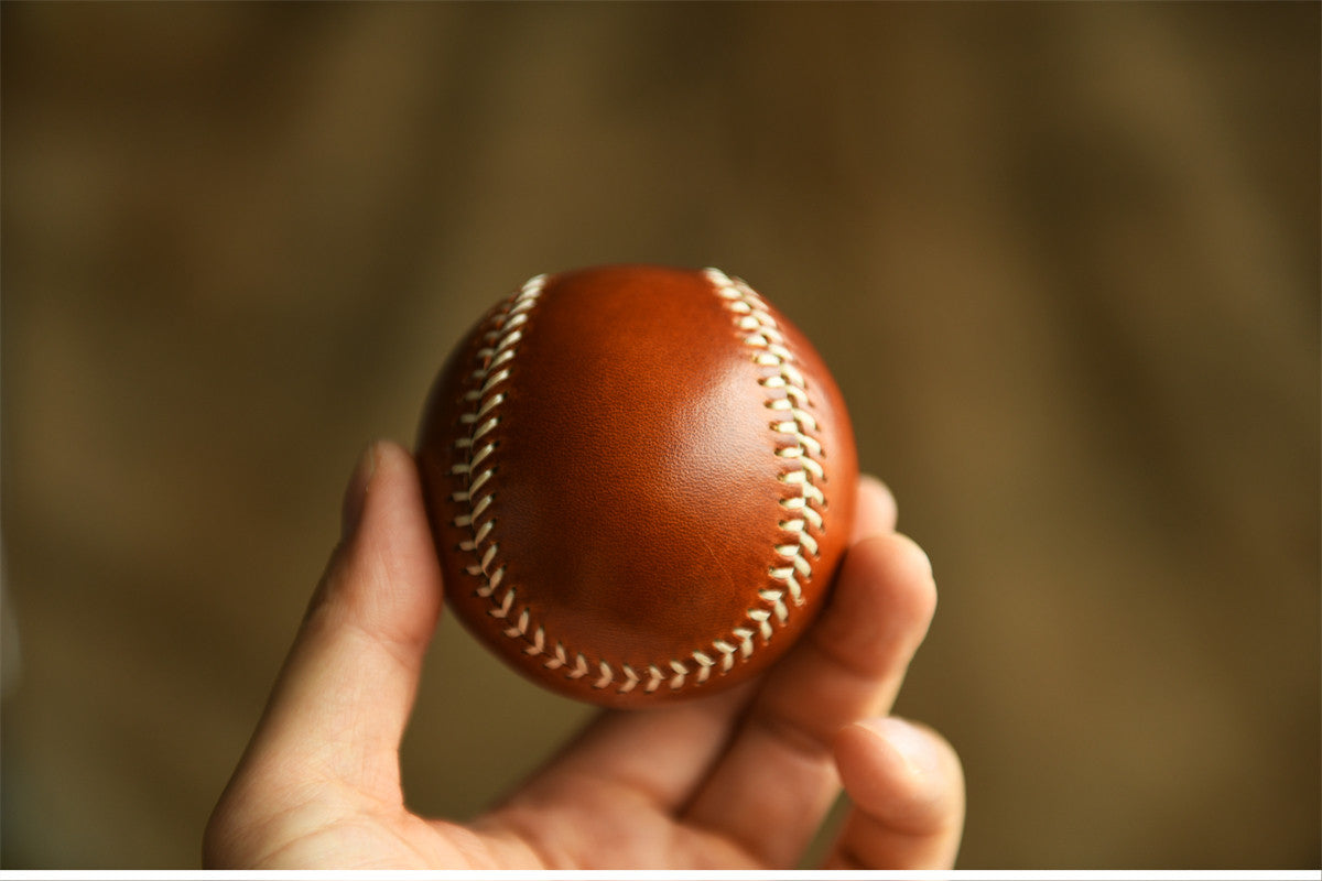 Handmade Vegetable-Tanned Cowhide Baseball – Artisan Leather Collectible