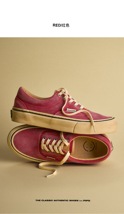 men's and women's washed suede canvas shoes platform vulcanized shoes vintage Japanese breathable board shoes 2026 spring/summer