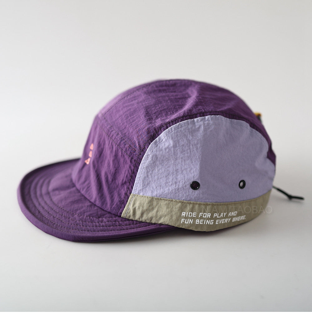 Quick-Dry Color-Block Short Brim Cap – Letter Print Sporty Unisex – cap | japanese streetwear | vintage workwear | unisex | Yamalinclothes