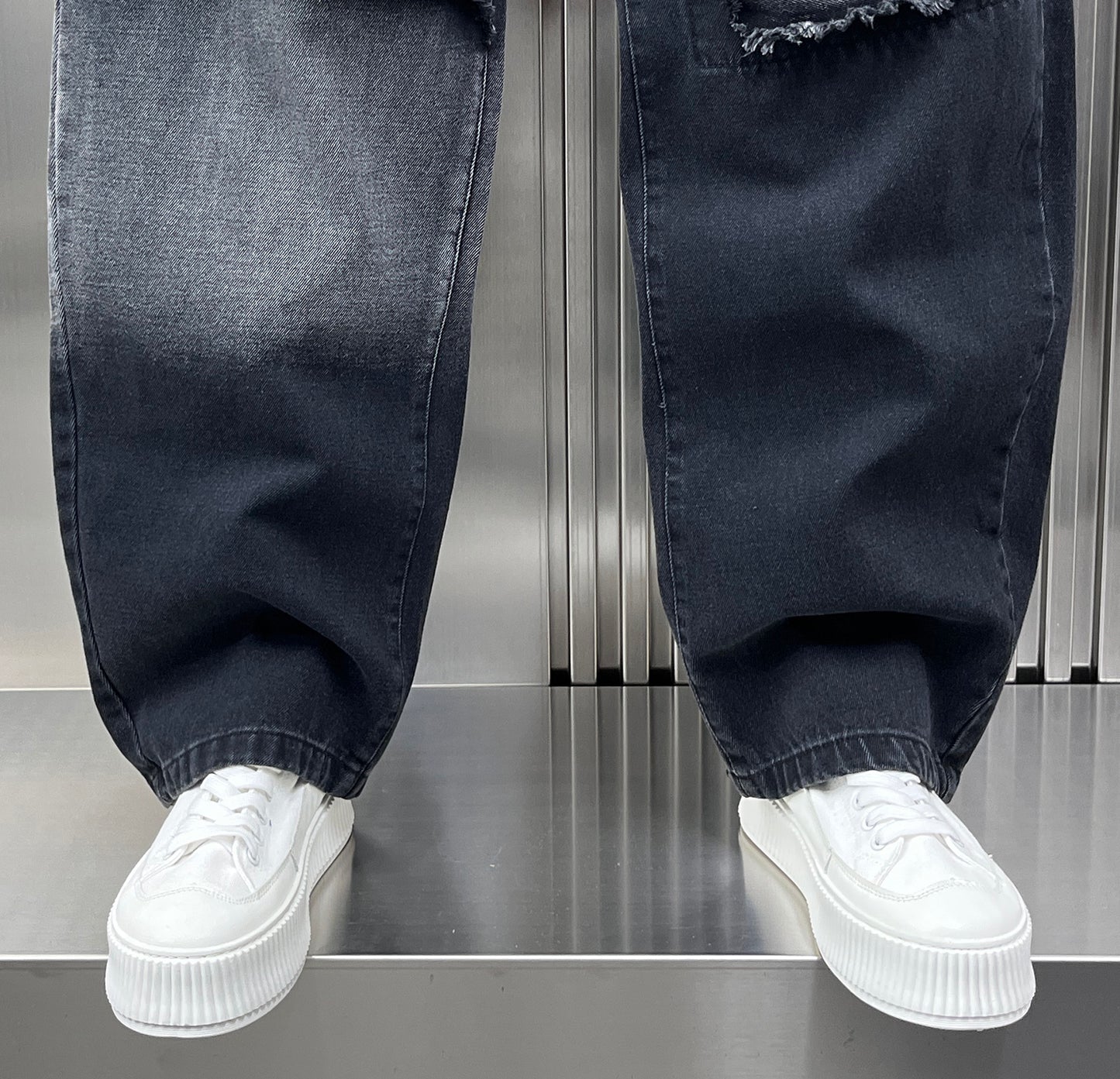 Men's 2025 Spring Japanese Retro Gradient Washed Jeans - Street Style Patchwork Straight Pants