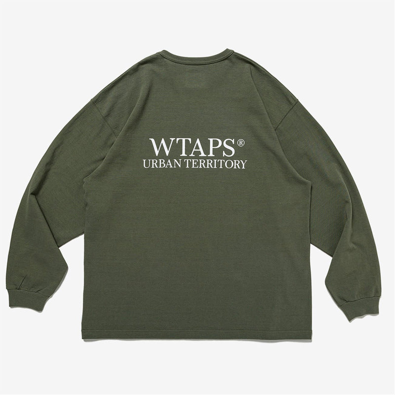 Japanese Style Heavy Cotton Crew Neck Long Sleeve T-Shirt 2023 New Base Shirt Letter