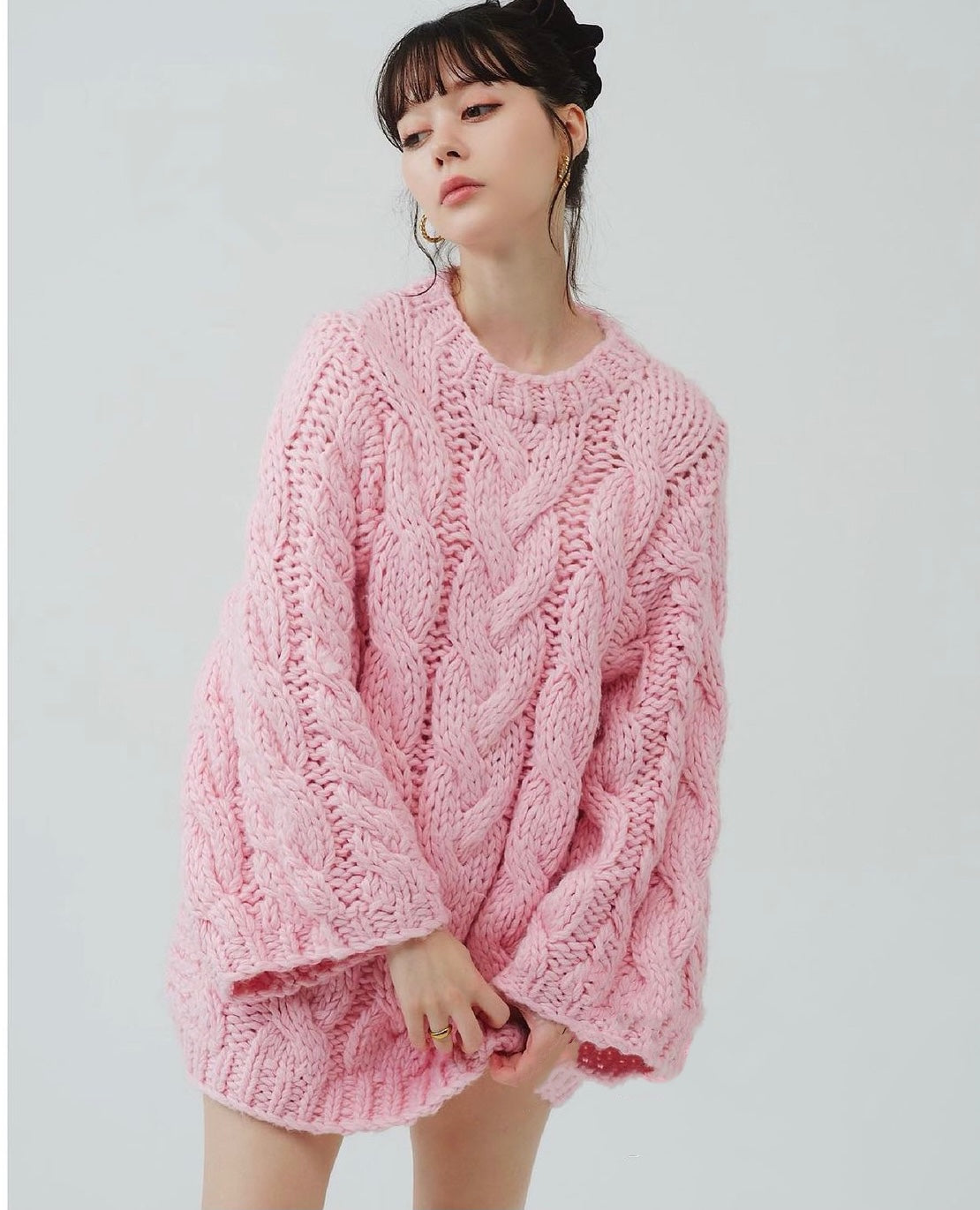 Loose Casual Lazy Style Thick-Yarn Cable Knit Sweater – Oversized Elegant Design (Unisex)