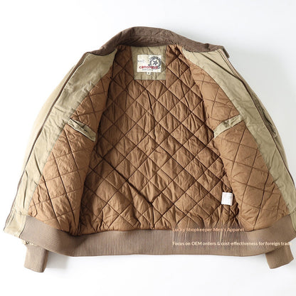 American Detroit Flight Jacket - Retro Washed Cotton Quilted Coat (Men)