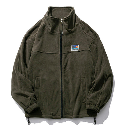 Fleece Padded Stand-Collar Zip Cardigan – Outdoor Oversized Unisex