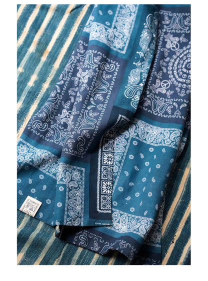 Japanese Paisley Patchwork Scarf – Cotton Linen Double-Layer Wrap