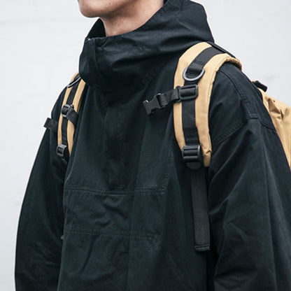 Washed Hooded Half-Zip Pullover Jacket – Japanese Vintage Oversized Unisex