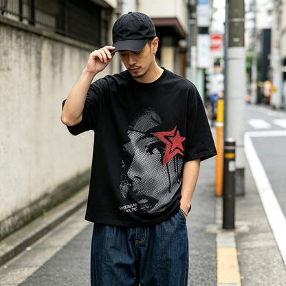 DTG Hip-Hop Graphic Tee – Men's American Retro High Street Short Sleeve T-Shirt – Short-sleeved T-shirt | japanese streetwear | vintage workwear | unisex | Yamalinclothes