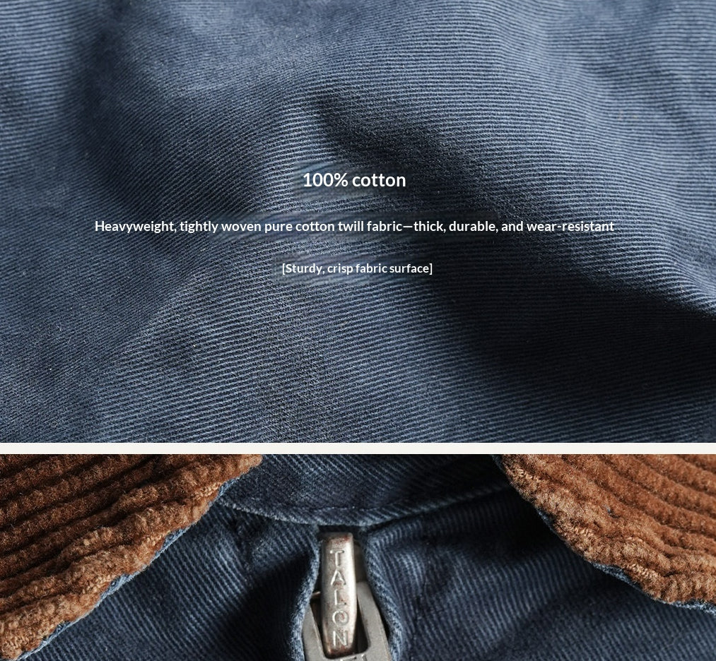 Washed Cotton Jacket – Contrast Corduroy Collar | Yamalinclothes