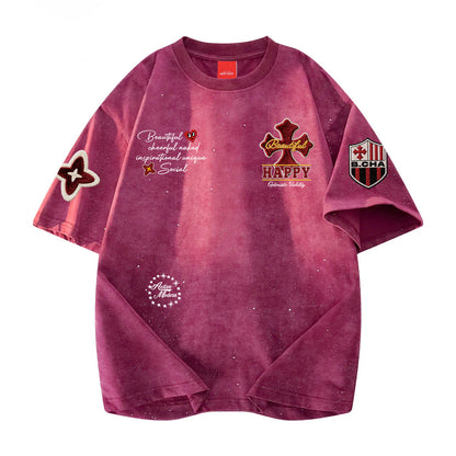 Tie-Dye Starry Cotton Crewneck T-Shirt – Loose Unisex Summer Tee