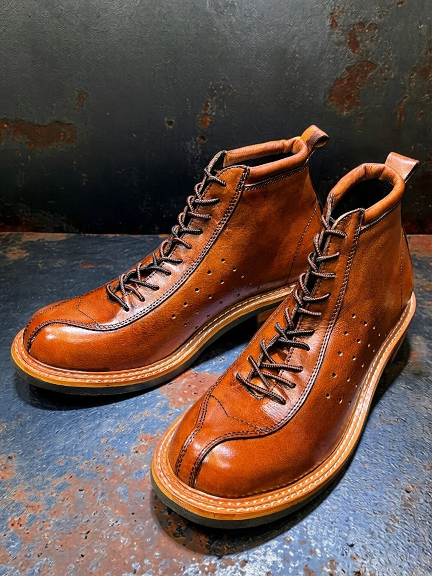 Vintage Cowhide Workwear Ankle Boots – Men's Motorcycle Riding Boots