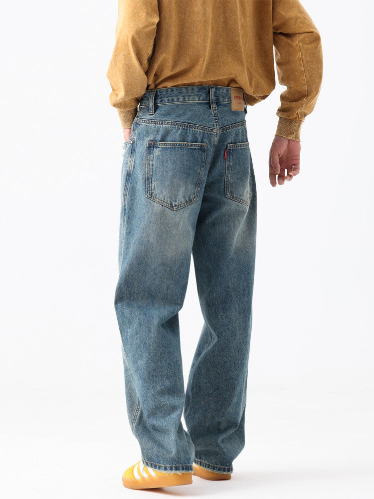 Washed Blue Jeans – Relaxed Straight Leg | Yamalinclothes