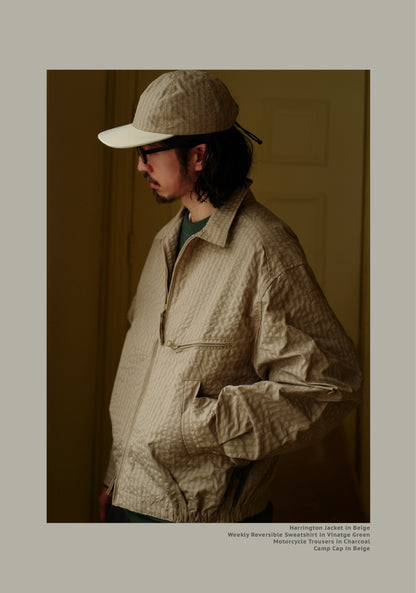 FW24 Vintage Harrington Jacquard Jacket - Yamalin Plaid Texture Memory Fabric Lapel Jacket