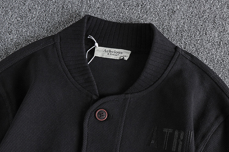 Heavy Knit Embroidered Button Baseball Jacket – American Vintage Workwear Unisex – Coats Jackets | japanese streetwear | vintage workwear | unisex | Yamalinclothes