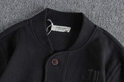 Heavy Knit Embroidered Button Baseball Jacket – American Vintage Workwear Unisex – Coats Jackets | japanese streetwear | vintage workwear | unisex | Yamalinclothes
