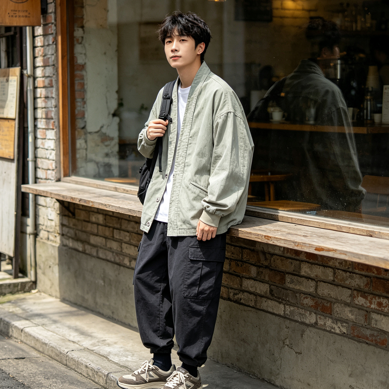 American Vintage Cotton Robe Jacket – Men's Loose Solid Casual Coat