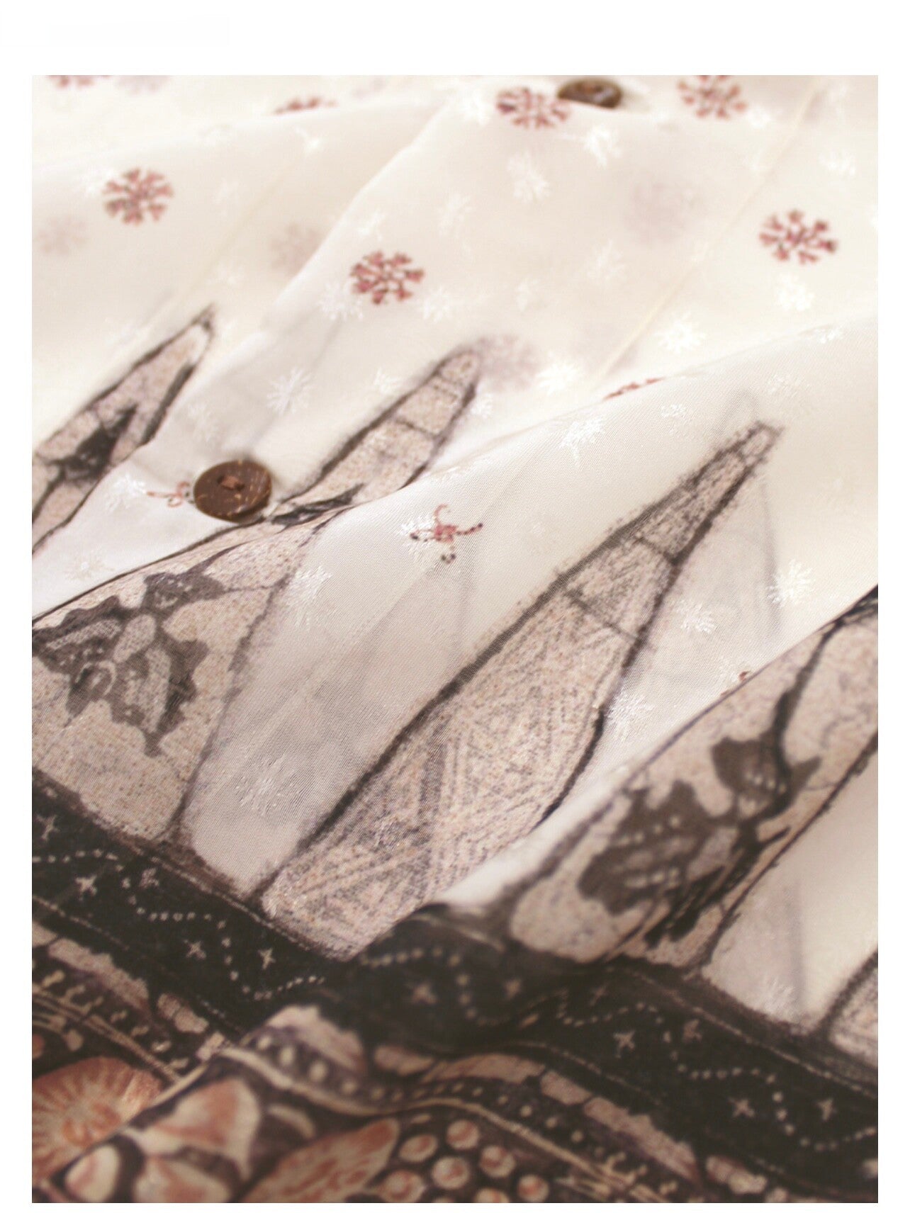 26SS Japanese Artisan Hawaiian Snowflake Print Cuban Collar Short-Sleeved Shirt | Japanese vintage | yamalin clothes | Yamalinclothes