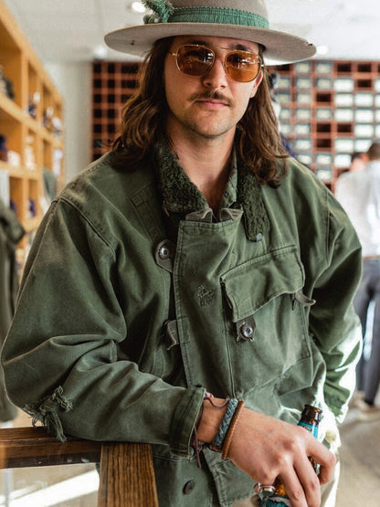 Vintage Hunting Jacket – Army Green Biker Coat Men – Japanese vintage | yamalin clothes | Yamalinclothes