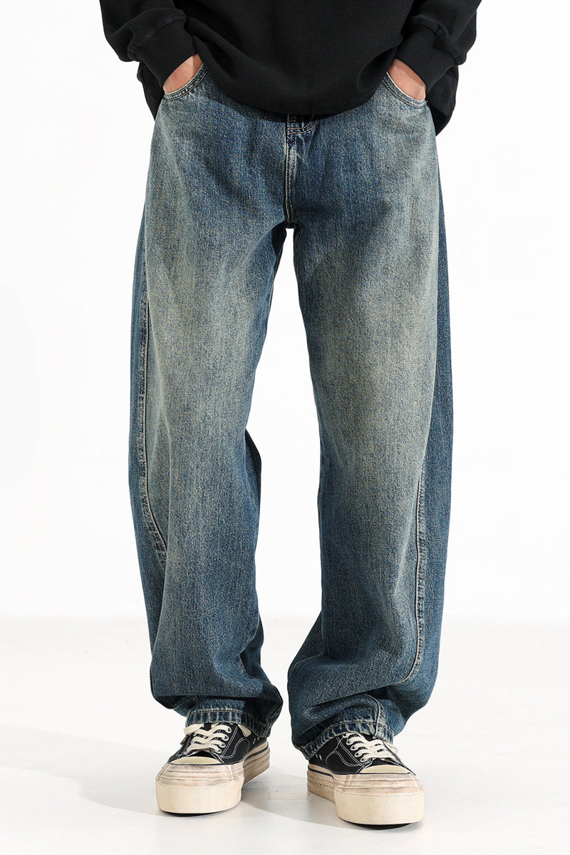 Curved-Leg Jeans – Vintage Wash & Baggy Fit | Yamalinclothes
