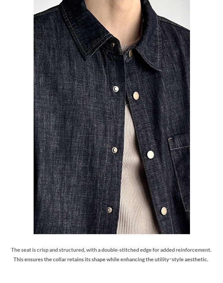 Denim Shirt – Washed Texture & Snap Front | Yamalinclothes