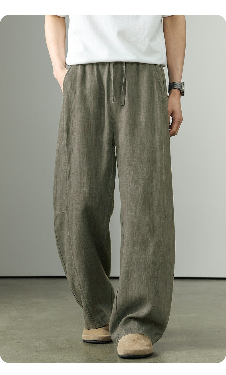 Premium Tencel Linen Wide Leg Pants – Loose Straight Lyocell Breathable Summer Slacks for Men | Japanese vintage | yamalin clothes | Yamalinclothes