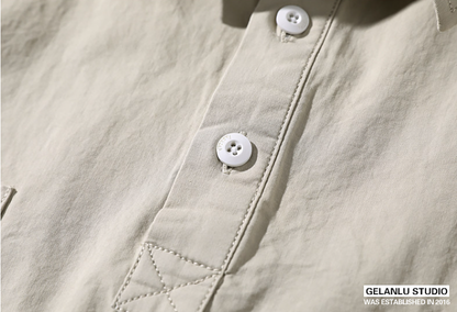 American Casual Tooling Lapel Polo Shirt – Loose Short-Sleeve Men’s Summer Thin Top – Japanese vintage | yamalin clothes | Yamalinclothes