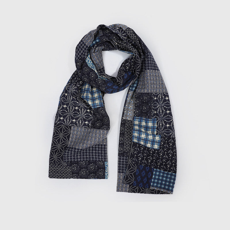 Ethnic Paisley Cotton Scarf – Vintage Patchwork Print Unisex Autumn Winter Wrap