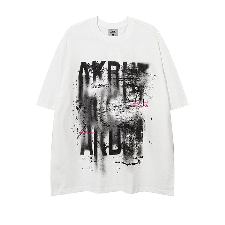 Abstract Letter Graffiti Short Sleeve T-Shirt – American Loose High Street Unisex