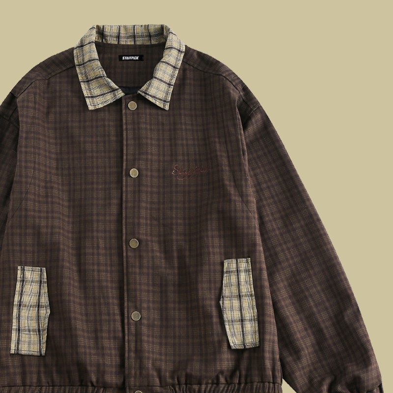 Big grid small grid Patchwork Men's Spring 2025 New Jacket | Japanese vintage | yamalin clothes | Yamalinclothes