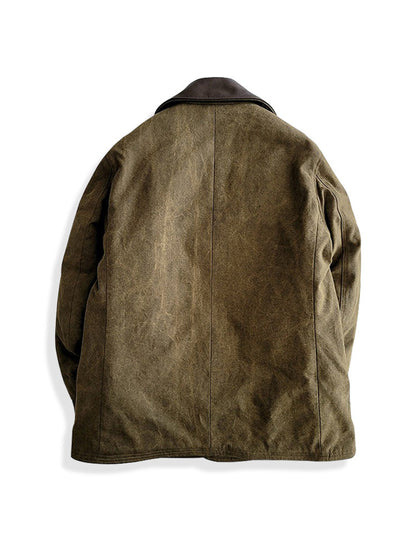 Thickened Washed Cowhide Lapel Double-Breasted Coat – Oversized Unisex – Japanese vintage | fall outfits 2026 | fall winter outfits | classy winter outfits | lazy comfy outfits | japanese streetwear | vintage workwear | yamalin clothes | Yamalinclothes