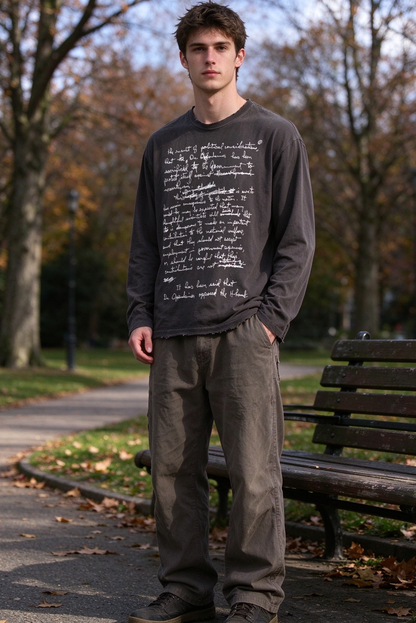 Graphic Long-Sleeve T-Shirt – Handwritten Text | Yamalinclothes