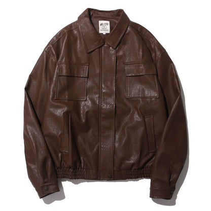 Vintage Moto Leather Jacket – Unisex PU Biker Brown Black