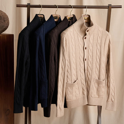 Twist Knit Collar Jacket – Old Money Wool Blend Men