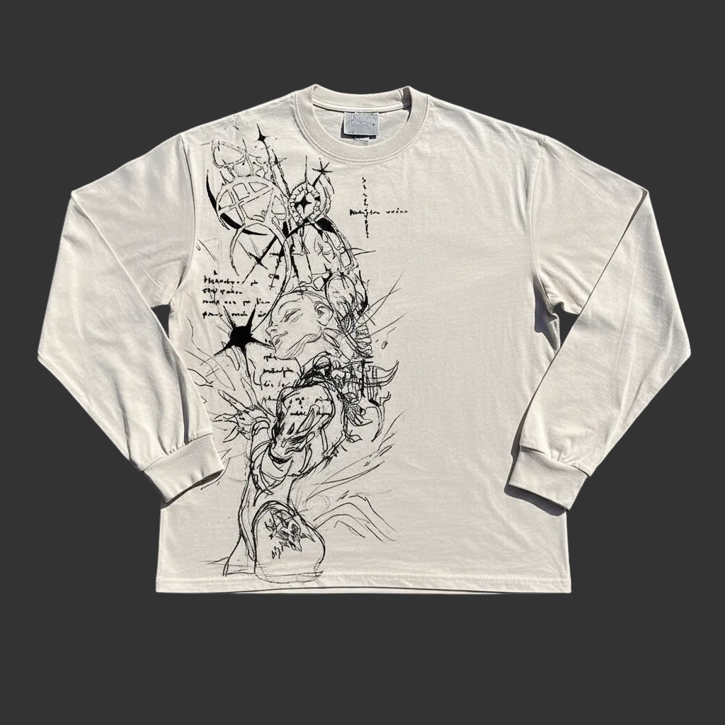 260g Anime Cartoon Line Art T-Shirt – Unisex Regular & Drop Shoulder