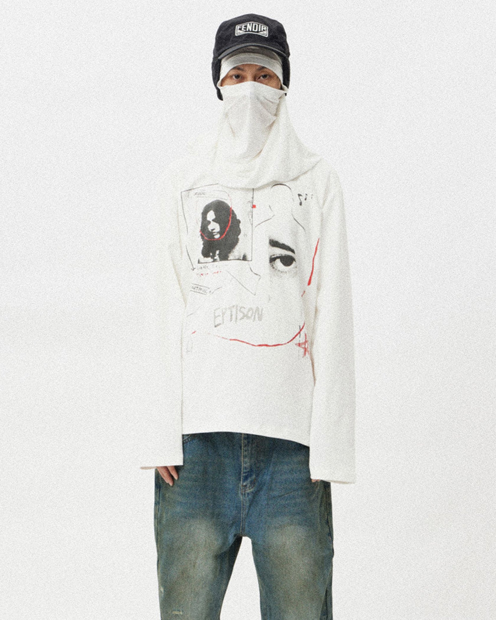 Graphic Print Oversized Long-Sleeve T-Shirt – Unisex Cotton Blend Base Layer Top