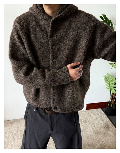 Heavyweight Hooded Knit Sweater – Wool Blend Unisex Cropped