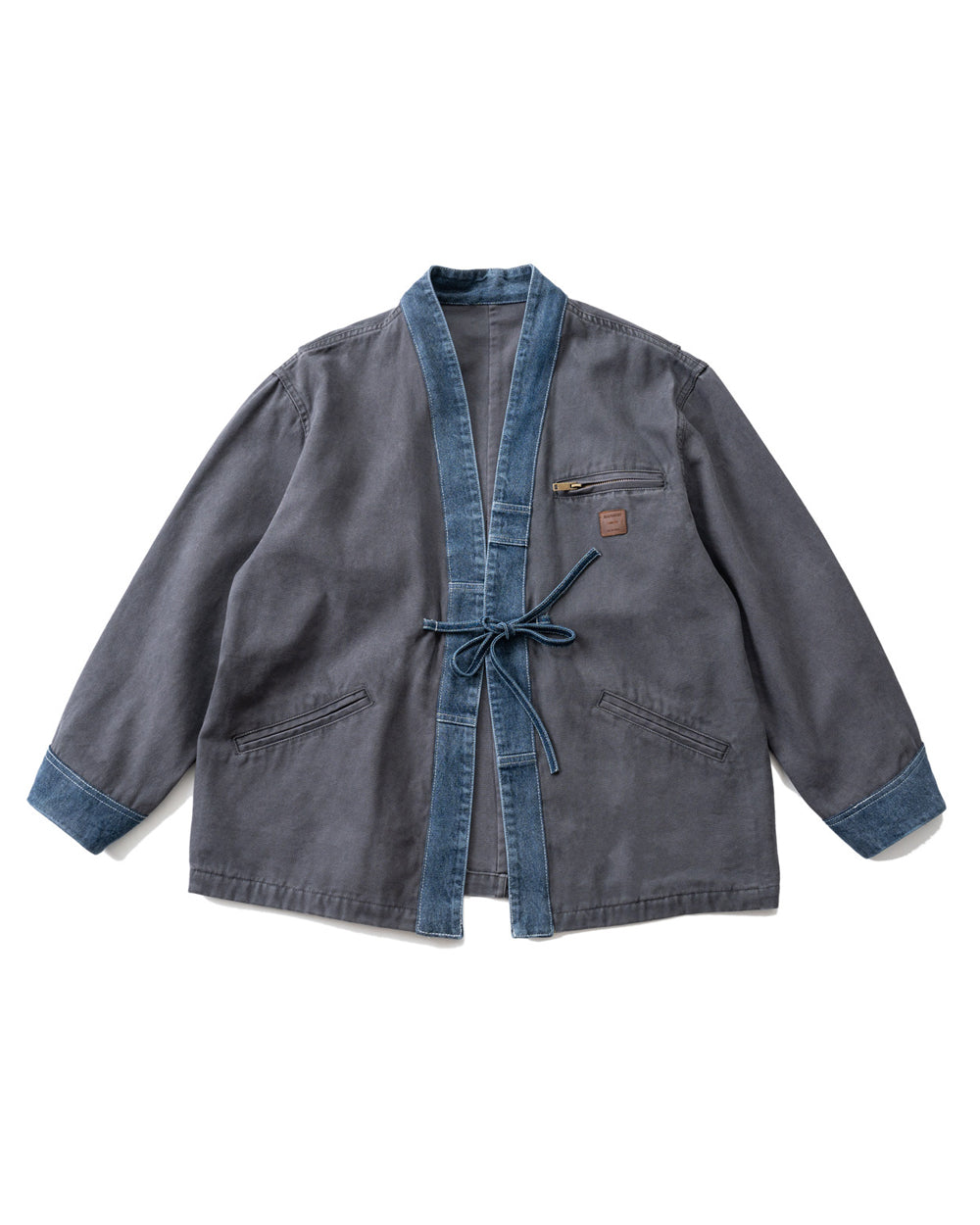 Patchwork Denim Tie-Front Jacket – Japanese Vintage Workwear Unisex – Japanese vintage | fall outfits 2026 | fall winter outfits | classy winter outfits | lazy comfy outfits | japanese streetwear | vintage workwear | yamalin clothes | Yamalinclothes