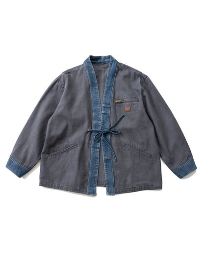 Patchwork Denim Tie-Front Jacket – Japanese Vintage Workwear Unisex – Japanese vintage | fall outfits 2026 | fall winter outfits | classy winter outfits | lazy comfy outfits | japanese streetwear | vintage workwear | yamalin clothes | Yamalinclothes