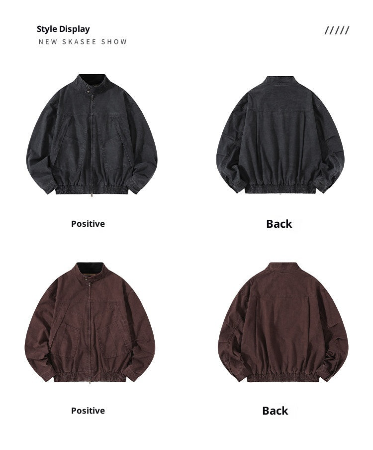 Japanese Retro Deconstructed Stand Collar Hunting Cargo Jacket – Loose Drop Shoulder for Men | Japanese vintage | yamalin clothes | Yamalinclothes