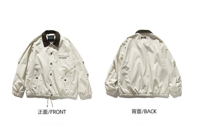 Japanese Vintage Contrast Embroidery Lapel Cargo Jacket – Oversized Unisex – Japanese vintage | yamalin clothes | Yamalinclothes