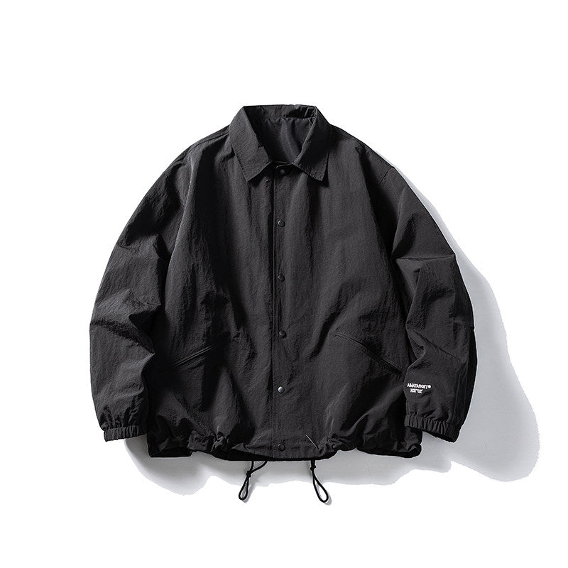 Japanese Vintage Letter Embroidered Lapel Coach Jacket – Oversized Unisex – Japanese vintage | yamalin clothes | Yamalinclothes